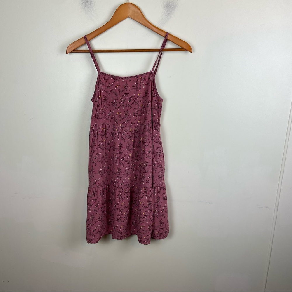 Wild Fable Mauve‎ Pink Ditsy Floral Tiered Babydoll Mini Dress Size Small